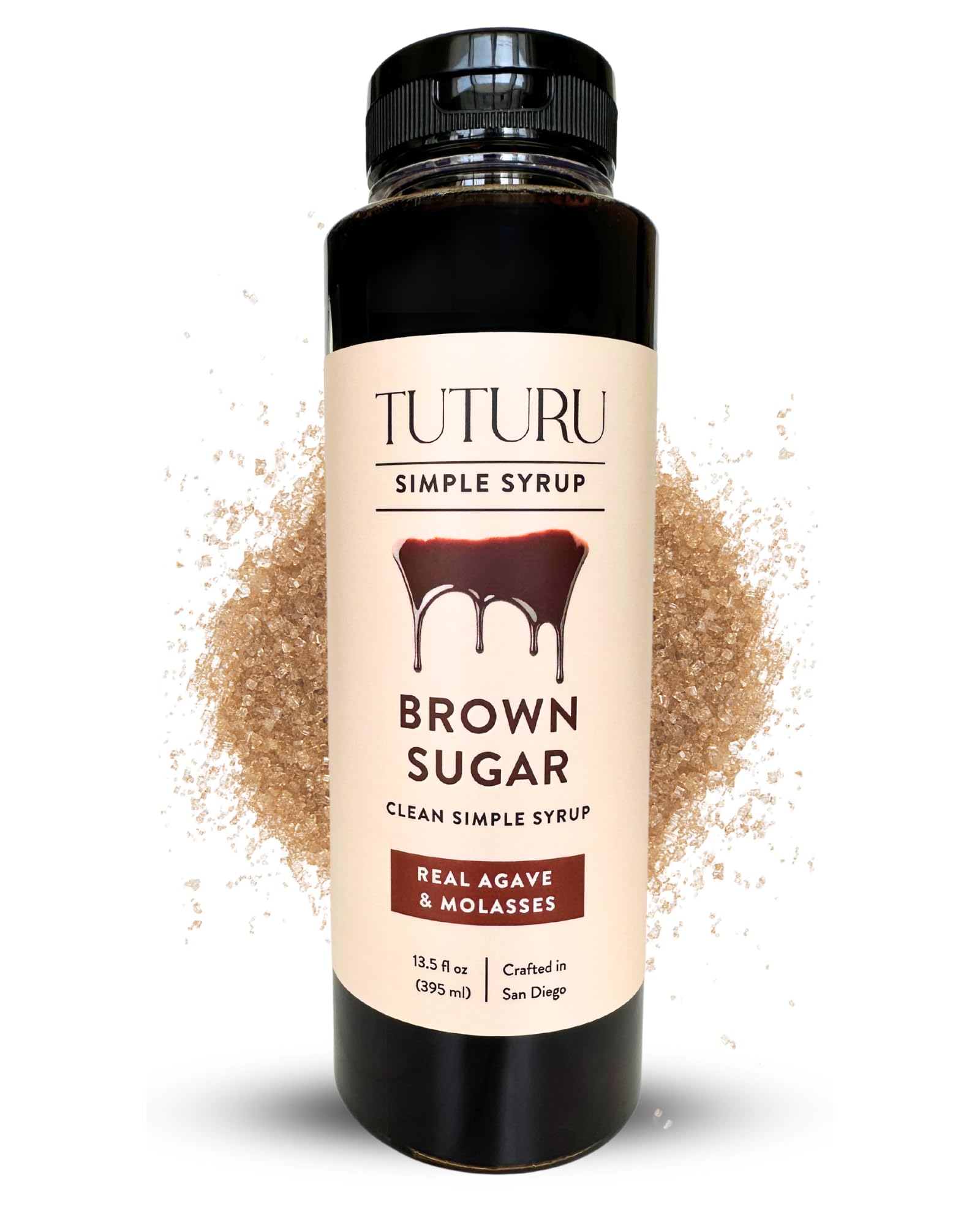 Brown Sugar Agave Simple Syrup for Coffee & Cocktails - Clean Simple Syrup Sweetened with Raw Agave Nectar and Molasses - 13.5 oz[Amazon-developed Certification] Compact by Design