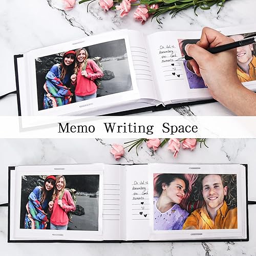 Miniatura 3 de Vienrose Álbum de fotos de 4 x 6 pulgadas, 50 bolsillos, cubierta de marco de lino con áreas de notas, libro de fotos, mini libro de fotos