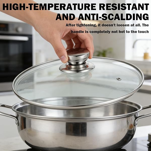 5 manopole per coperchio in acciaio inox, manico per coperchio della pentola, manico di ricambio per coperchi, bottoni universali con viti, manico per coperchio in acciaio inox universale - 4