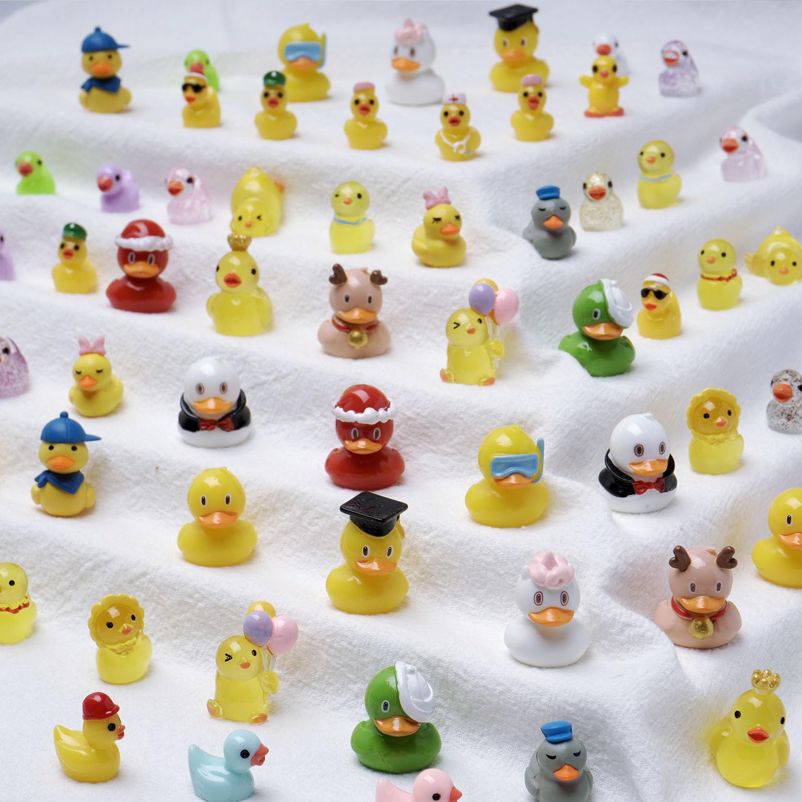 ZMRU 36 Types Multicolor Mini Resin Ducks, Plastic Tiny Ducks to Hide Prank, Little Ducks Mini Figures for Fairy Garden, Dollhouse,Terrariums, Potted, Miniature Landscape Ornament