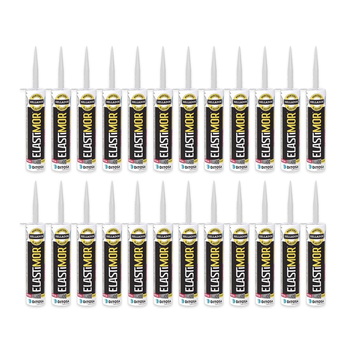 ELASTIMOR Mortero Sellador, Cemento Express, Impermeable, para encintados, llagueados, sellados, rejunteados, reparaciones, Tubo 310 ml x24