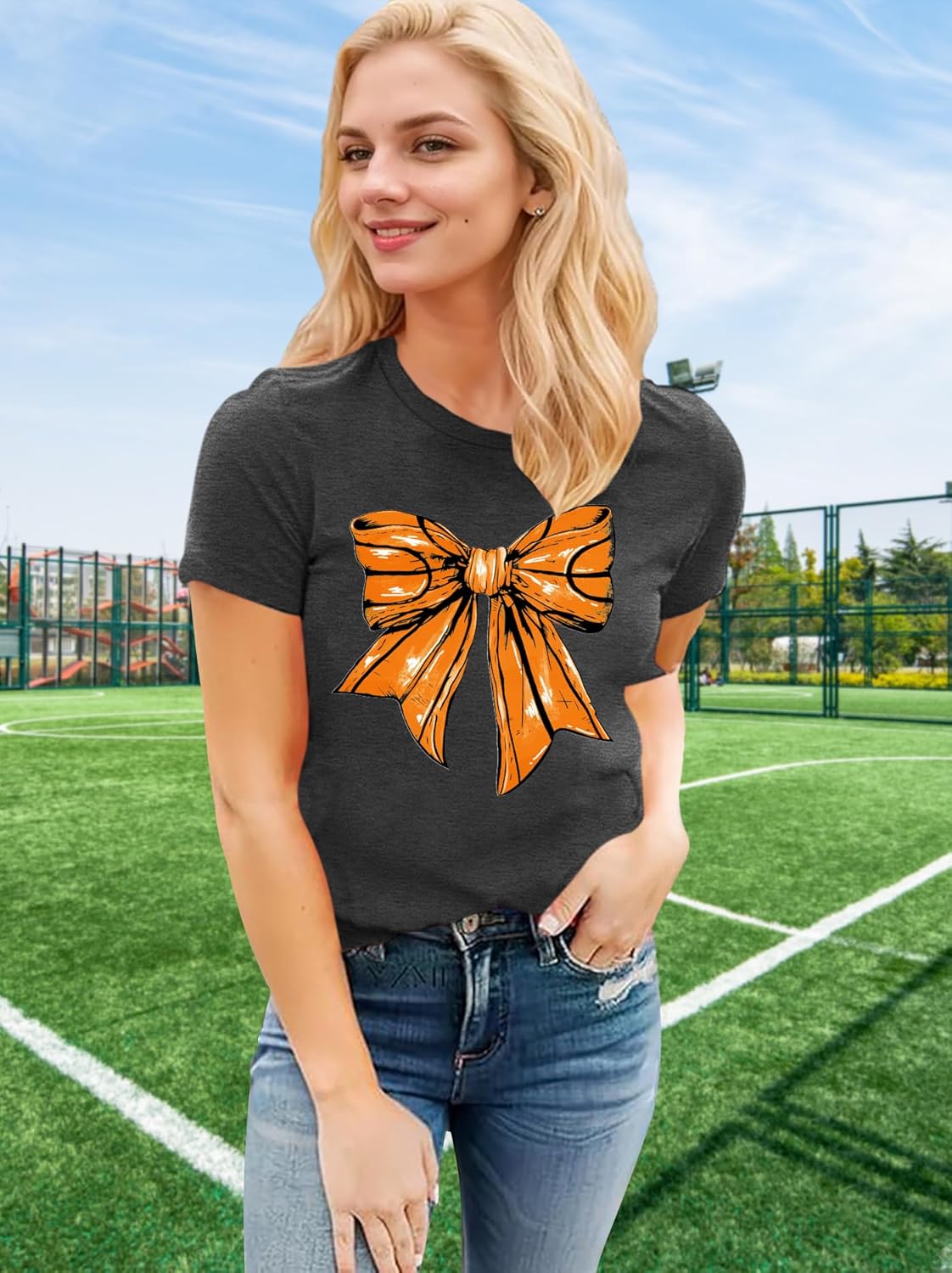 Baseball Shirts for Women Baseball Bow Graphic T Shirt Baseball Mom Short Sleeve Tee Game Day Gifts Tops - Image 5