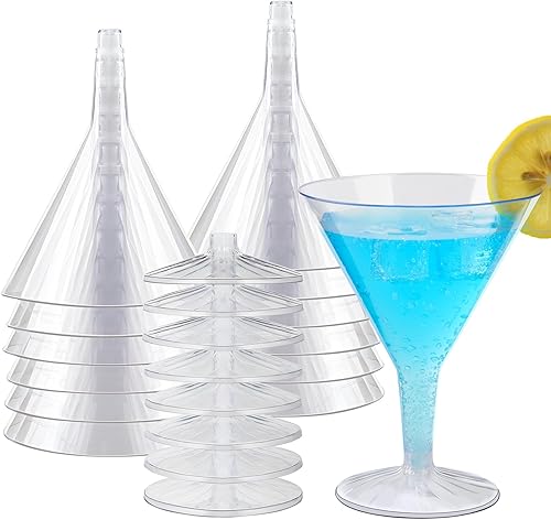 30 vasos de Martini de plástico duro transparente de 7 onzas, vasos de cóctel desechables, vasos de postre de plástico para Martini, Margarita,