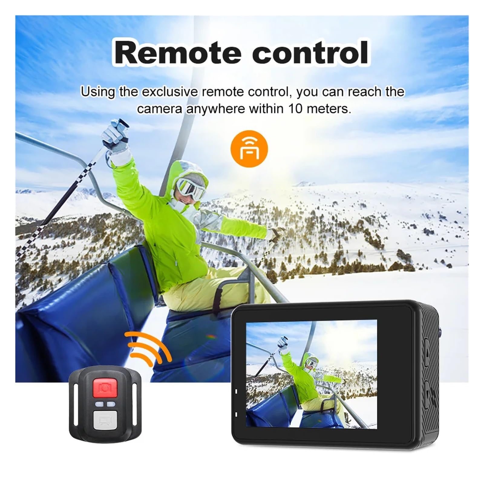 Action Camera 5K 4K 60FPS EIS WiFi Doppio Schermo 170D Touch Screen Da 2,0 Pollici 30M Fotocamera Sportiva Impermeabile Con Telecomando(64GB Card)