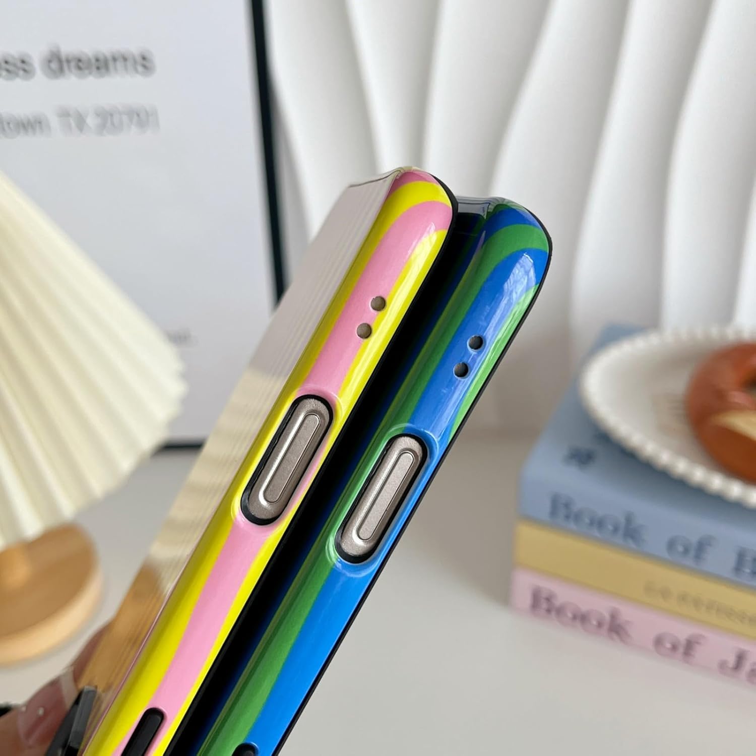 Compatible with iPhone 16 Pro Max Case Cute Aesthetic Striped Phone Case for Women Girl Shockproof Slim TPU and Hard PC Protective Cover (Green and Blue) - Image 7