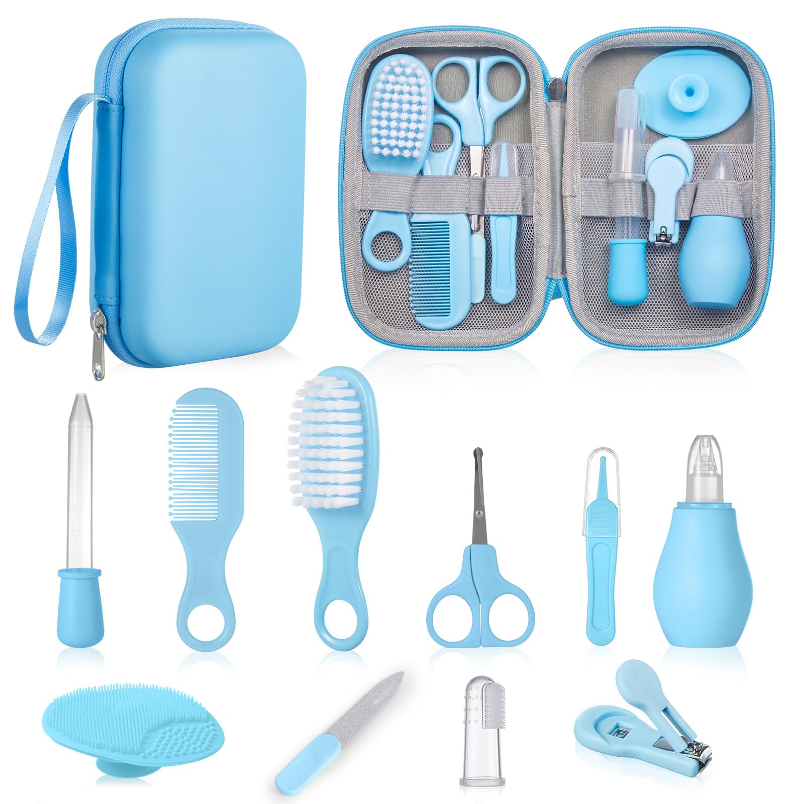 Lictin Set per la Cura del Bambino - 12 Pezzi Beauty BabyCare, prodotti per l'infanzia, set per la cura del bambino da viaggio e di uso quotidiano (Blu)