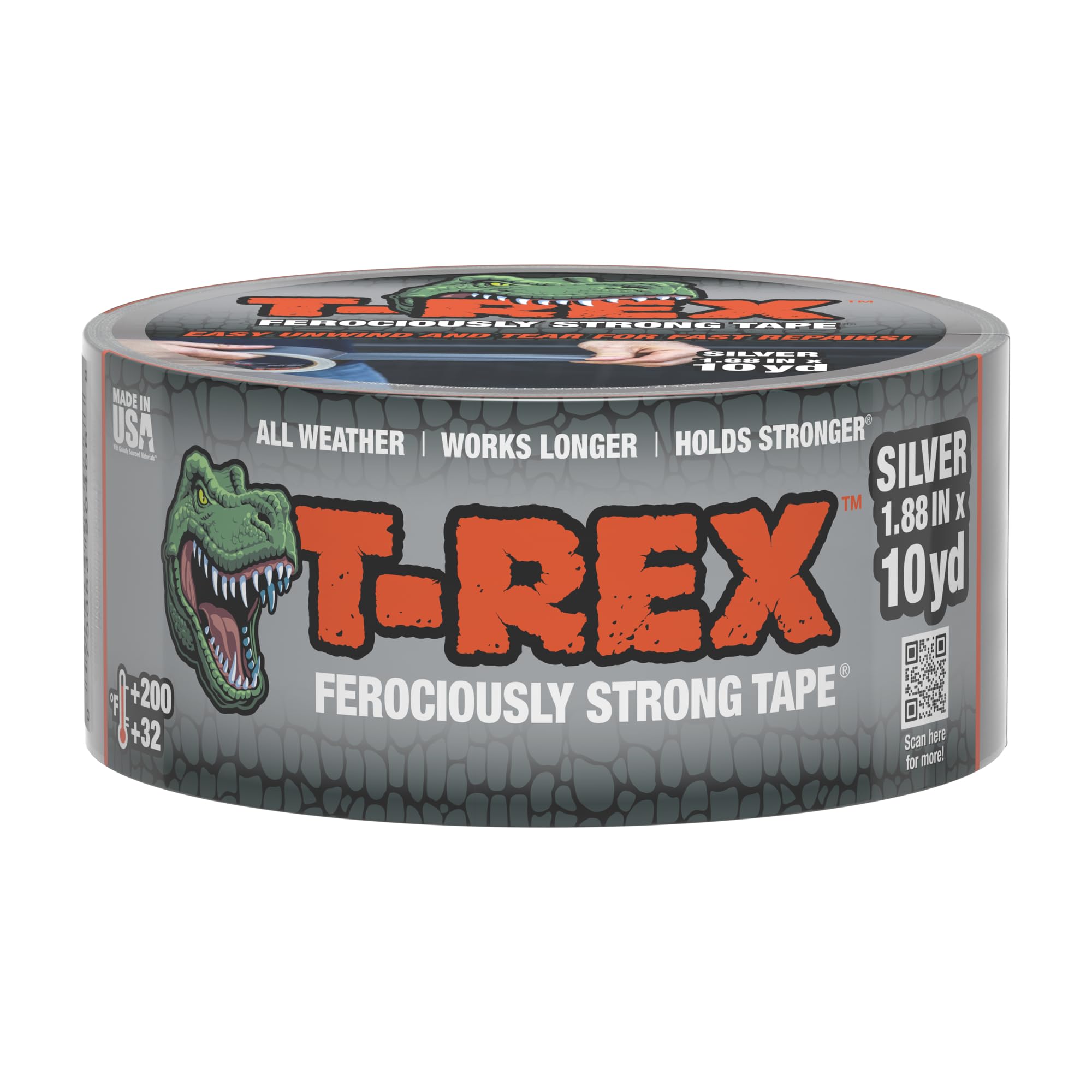 T Rex Ferociously Strong Waterproof Duct Tape Silver Grey Heavy Duty Single