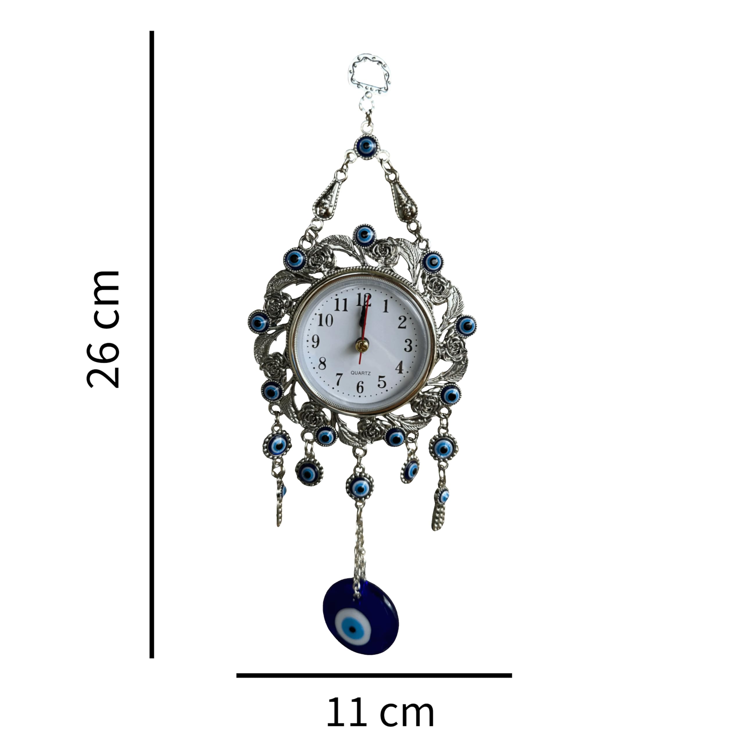 Evil Eye,Turkish Eye, Lucky Eye, Evil Eye Wall Hanging, Nazar Amulet, Lucky Amulet,Evil Eye Clock (11 x 26 cm) - Image 3