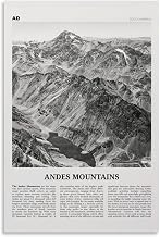 Andes Mountains Print Black And White, Andes Wall Art, Andes Poster, Andes Photo, Andes Map, Andes W Canvas Art Poster And Wall Art Picture Print Modern Family Bedroom Decor Posters 12x18inch(30x45cm)