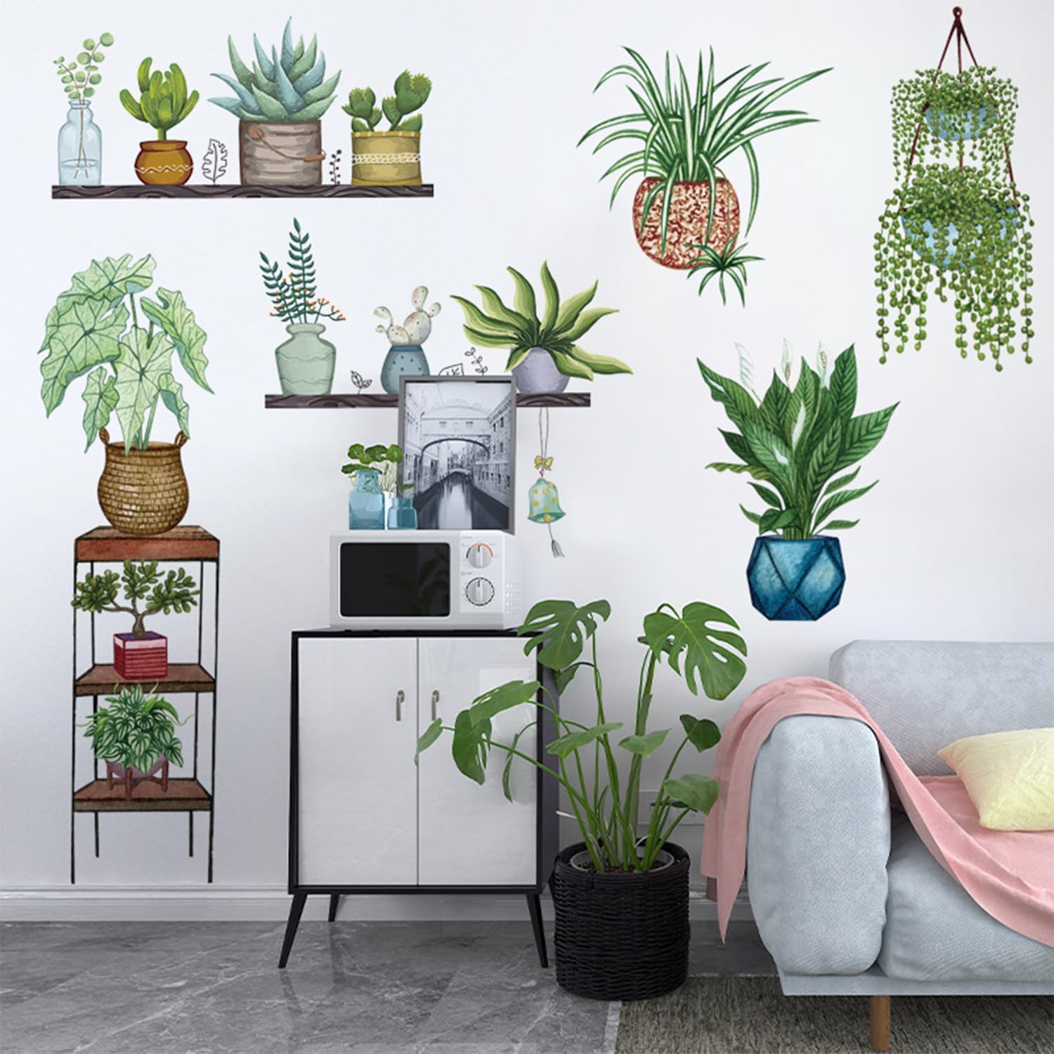 Tropical Vine Wall Stickers - Easy Peel Decor -2 Tropical Vine Wall Stickers - Easy Peel Decor -2