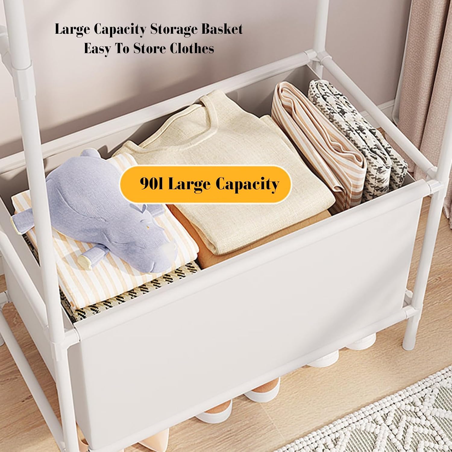 Heavy Duty Portable Closet Wardrobe - Non-Woven Fabric Clothes Rack Organizer for Bedroom & Cloakroom - Stylish Pink Storage Solution for Clothing Store