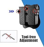 Vista 5 de Double Magazine Holder, 9mm 10mm .40 .45 Single & Double Stack Magazine Pouch, Universal Magazine Holster for Glock/Sig