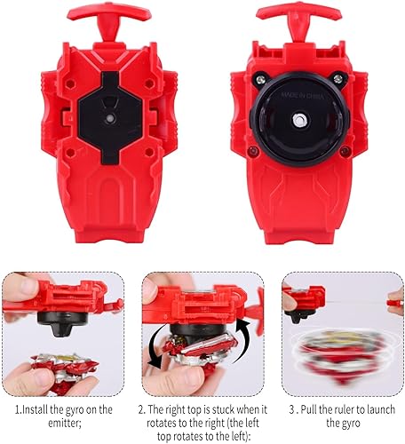 Miniatura 3 de Juego de trompos de combate Burst Gyro 12 trompos giratorios 3 lanzadores 1 agarre de juguete Juego de combate con batalla portátil Caja