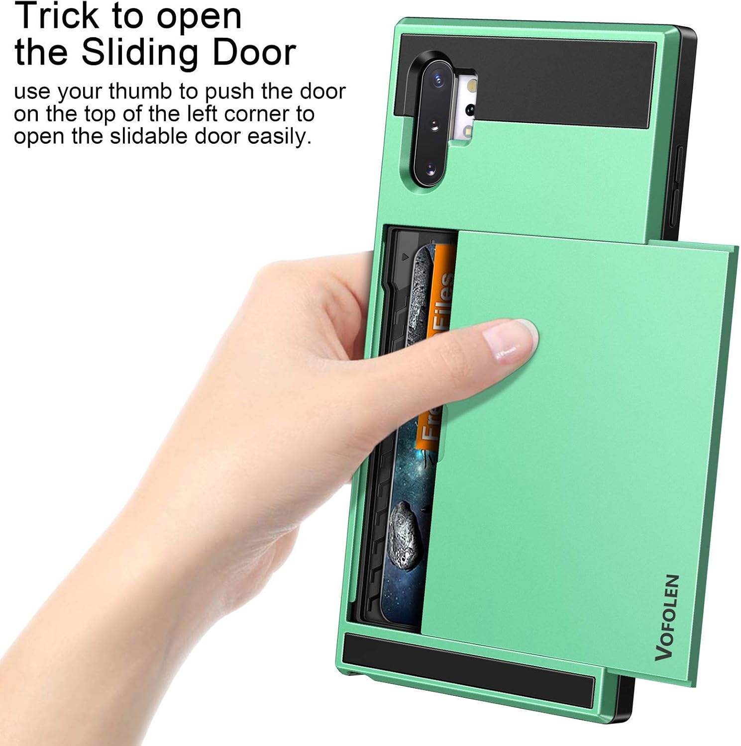 Vofolen Case for Galaxy Note 10 Plus Case Note 10+ Wallet Cover Card Holder ID Slot Sliding Hidden Pocket Dual Layer Rugged Bumper Armor Protective Hard Shell for Samsung Galaxy Note 10 Plus Mint