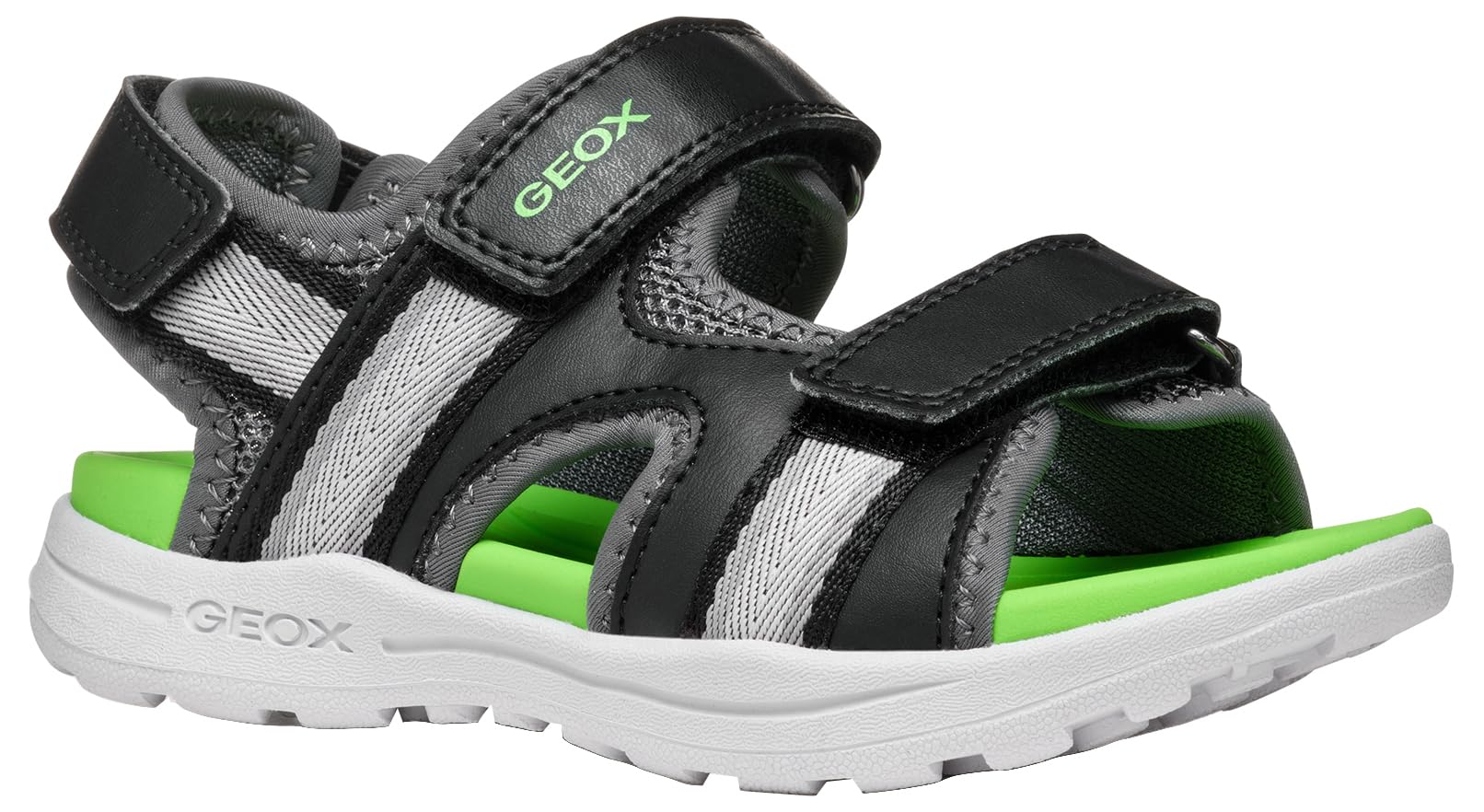 Geox J VANIETT BOY B Sandal, Black/Green, 12.5 UK