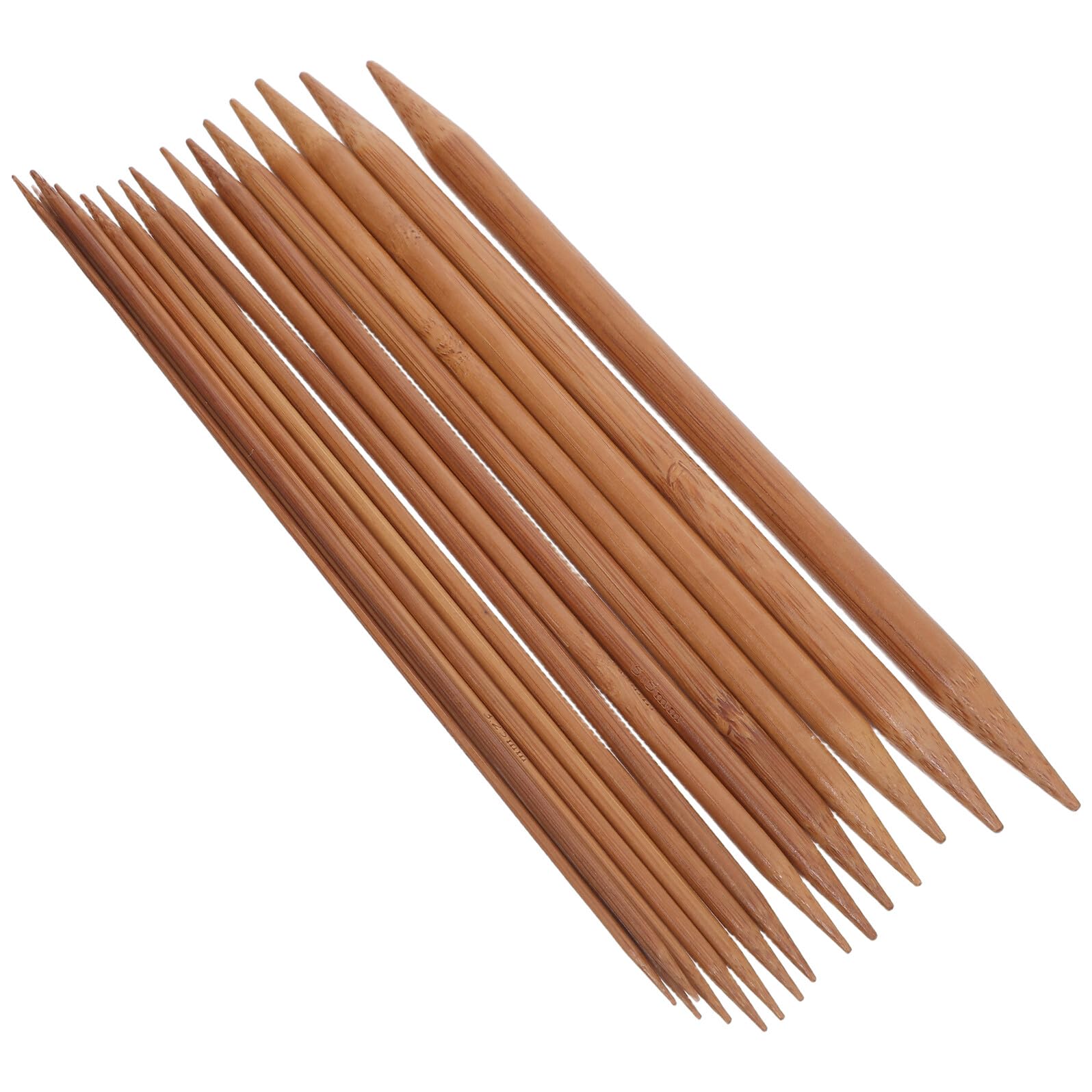 HEALSOPTHY Agujas de Tejer de Doble Punta de Bambú Vintage 20 Cm, Juego de 150 Piezas 15 Tamaños para Manualidades, Herramientas para Tejer a Mano y Proyectos de Suéteres