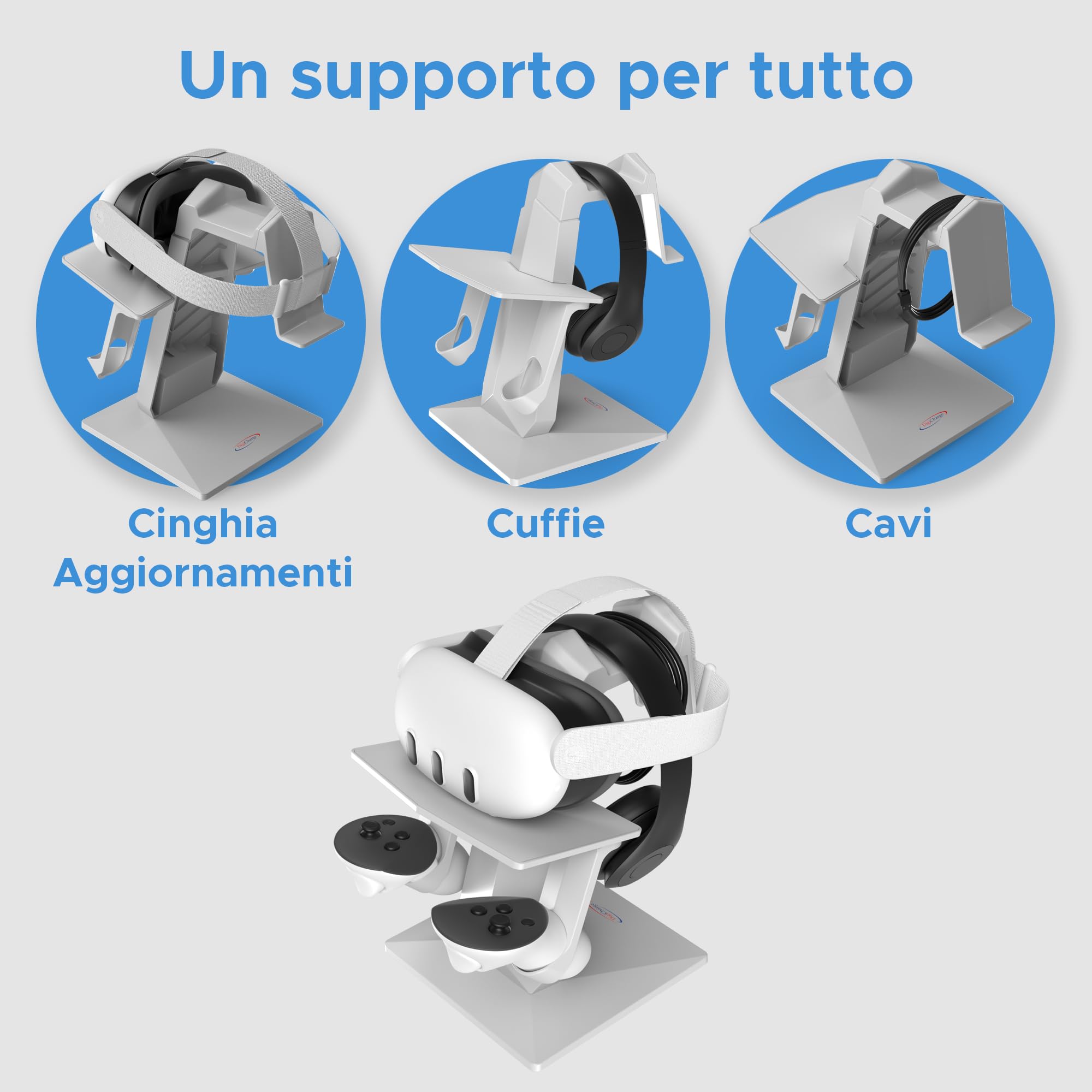 Digicharge Supporto per cuffie VR per Meta Quest 3S / Quest 3 / Oculus Quest 2 VR Mount Display Storage per cuffie e controller touch