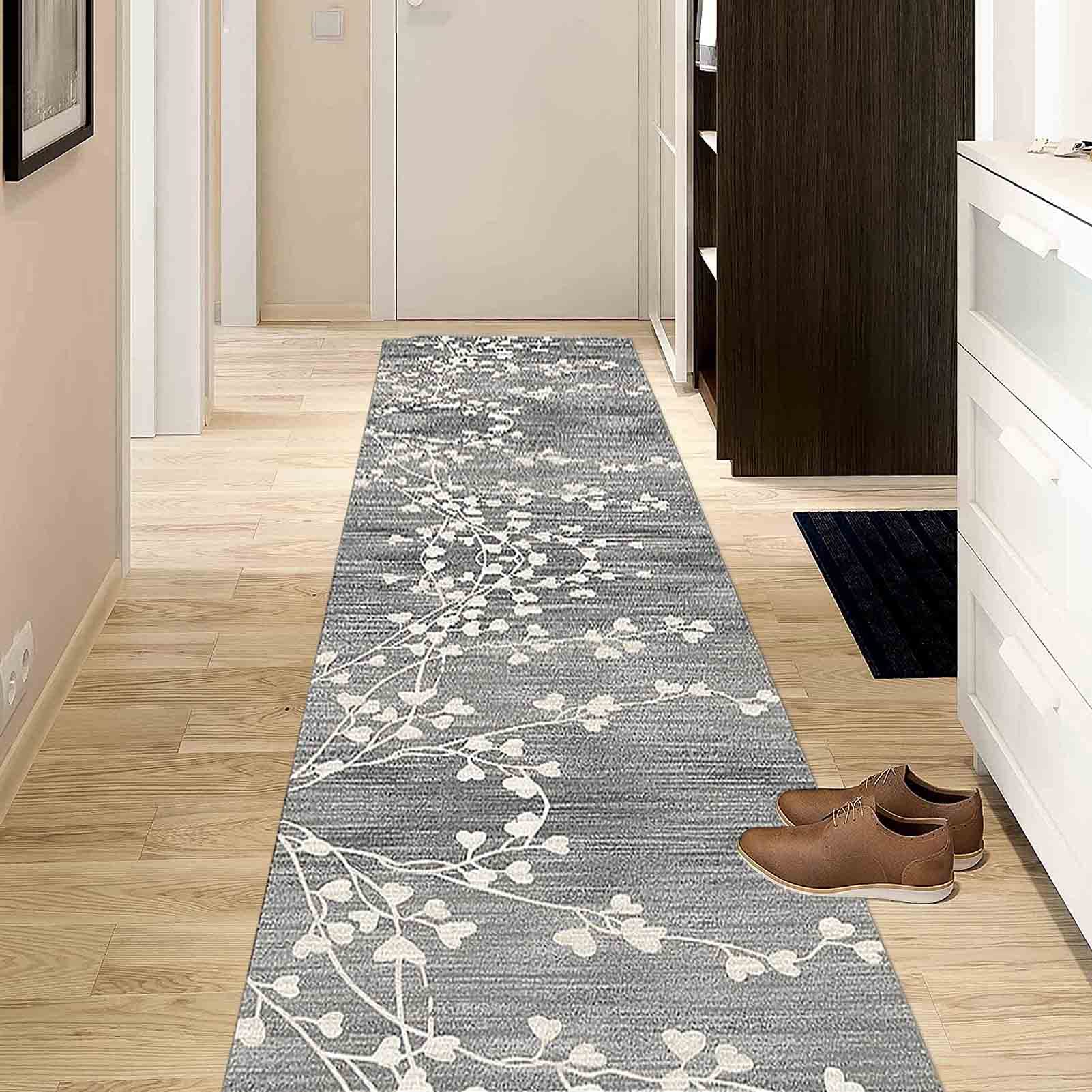 Tapis d'entrée long antidérapant et tapis de salon lavable grand format
