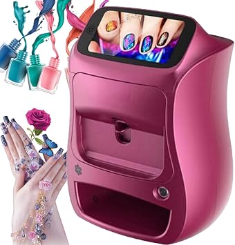 3D Smart Nail Printer Machine Kit, DIY Nail Art Printer Machine, 800+ Designs, App Control, 1200dpi Ultra Hd Precision, Uv Curing, 10s Quick Printing Ideal for DIY Nail Art Pink