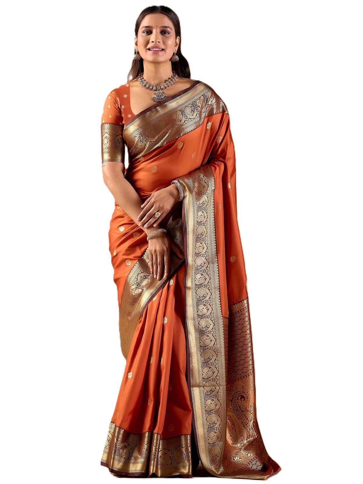 Woven Design Premium Traditional Silk Fabric Saree With Zari Border-image-15