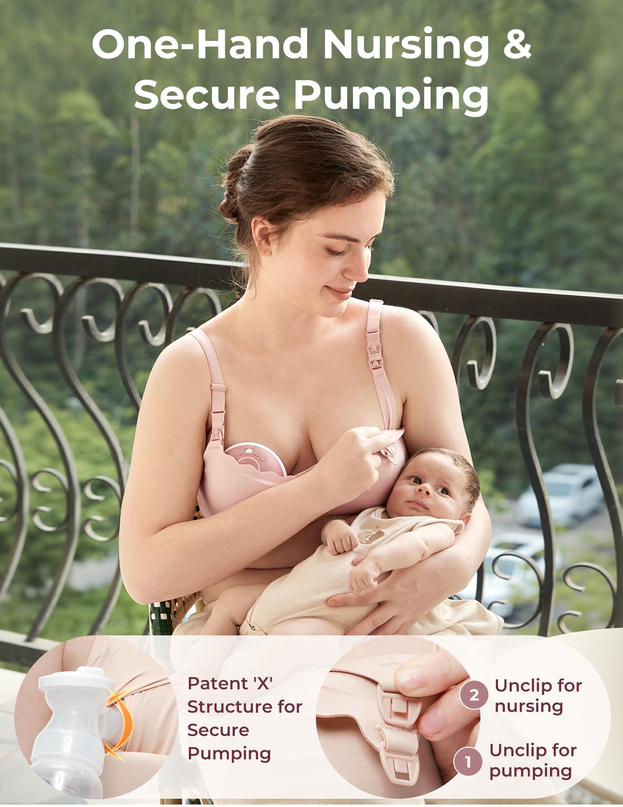 momcozy Sujetador Lactancia 4 en 1 Multifuncional– Sujetador de Extracción Manos Libres, Brasier de Lactancia Transpirable, Compatible con Sacaleches y con Soporte de Jelly Strip