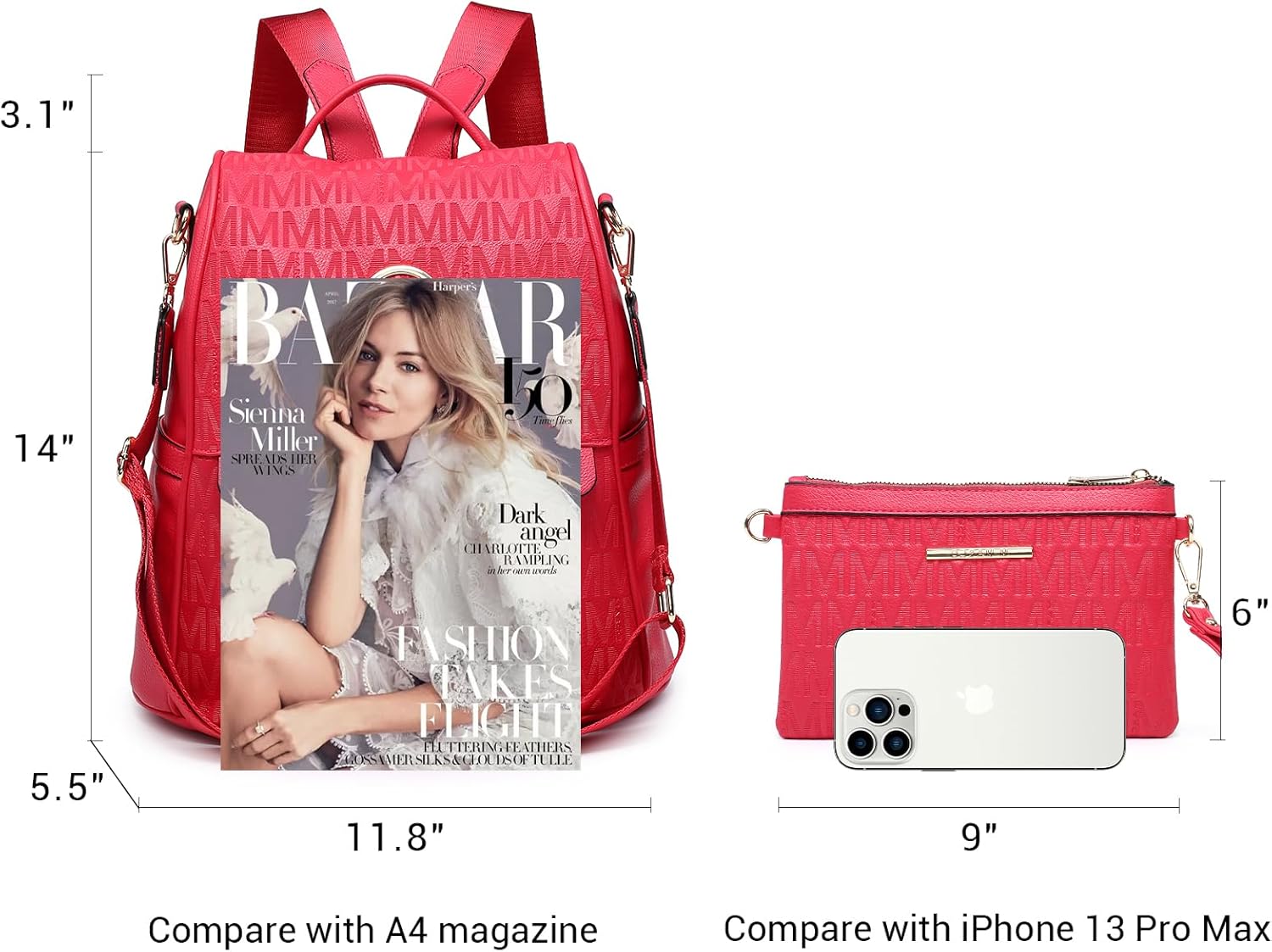 MKP Women Fashion Backpack Purse Multi Pockets Signature Anti-Theft Rucksack Travel Ladies Shoulder Bag Handbag 2Pcs - Image 6