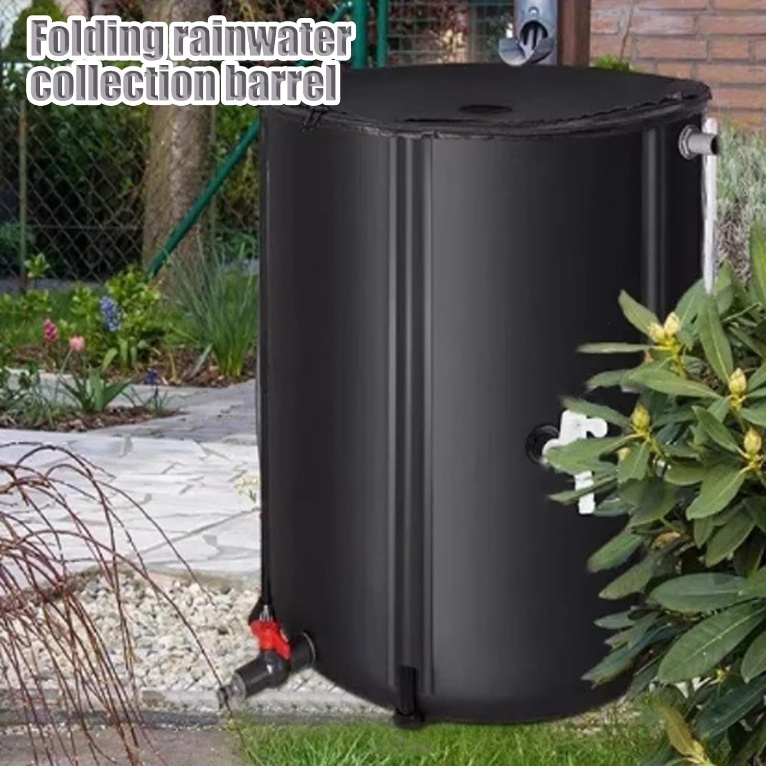 Folding Rainwater Collector with Volume Gauge Portable Rain Barrel for Garden Outdoor and Lawn UseWater Harvesting Solution(Noir,50L)