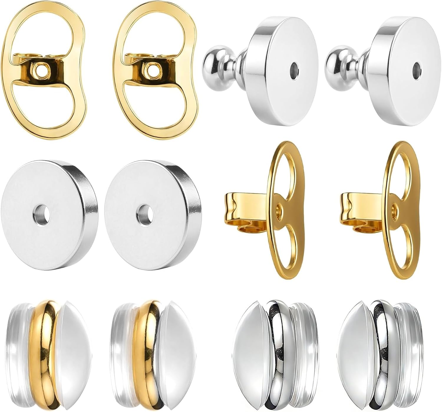 6 Pcs Locking Earring Lifters Replacements, Tight Earring Lifter Backers