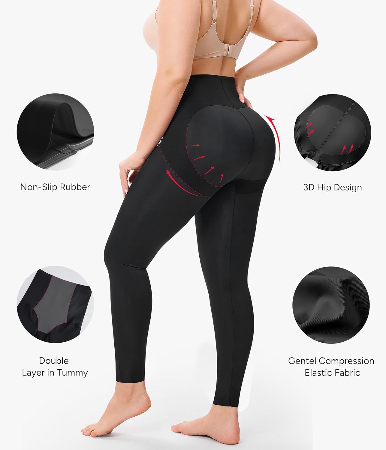 Nebility Seamless Shapewear for Women Tummy Control Butt Lifting Shapewear Thigh Slimmer Light Shaping Footless Tights - Image 3