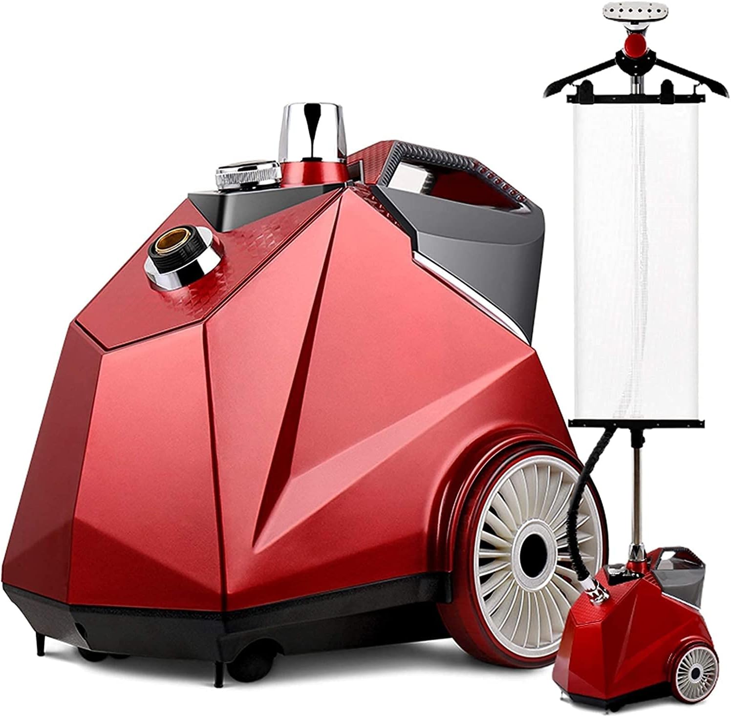 Garment Steamer Professional 2200-Watts Full Size Garment and Fabric Steamer with Screen Red
