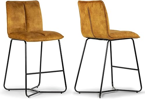 Avent - Juego de 2 taburetes de tela marrón capuchino con patas de metal