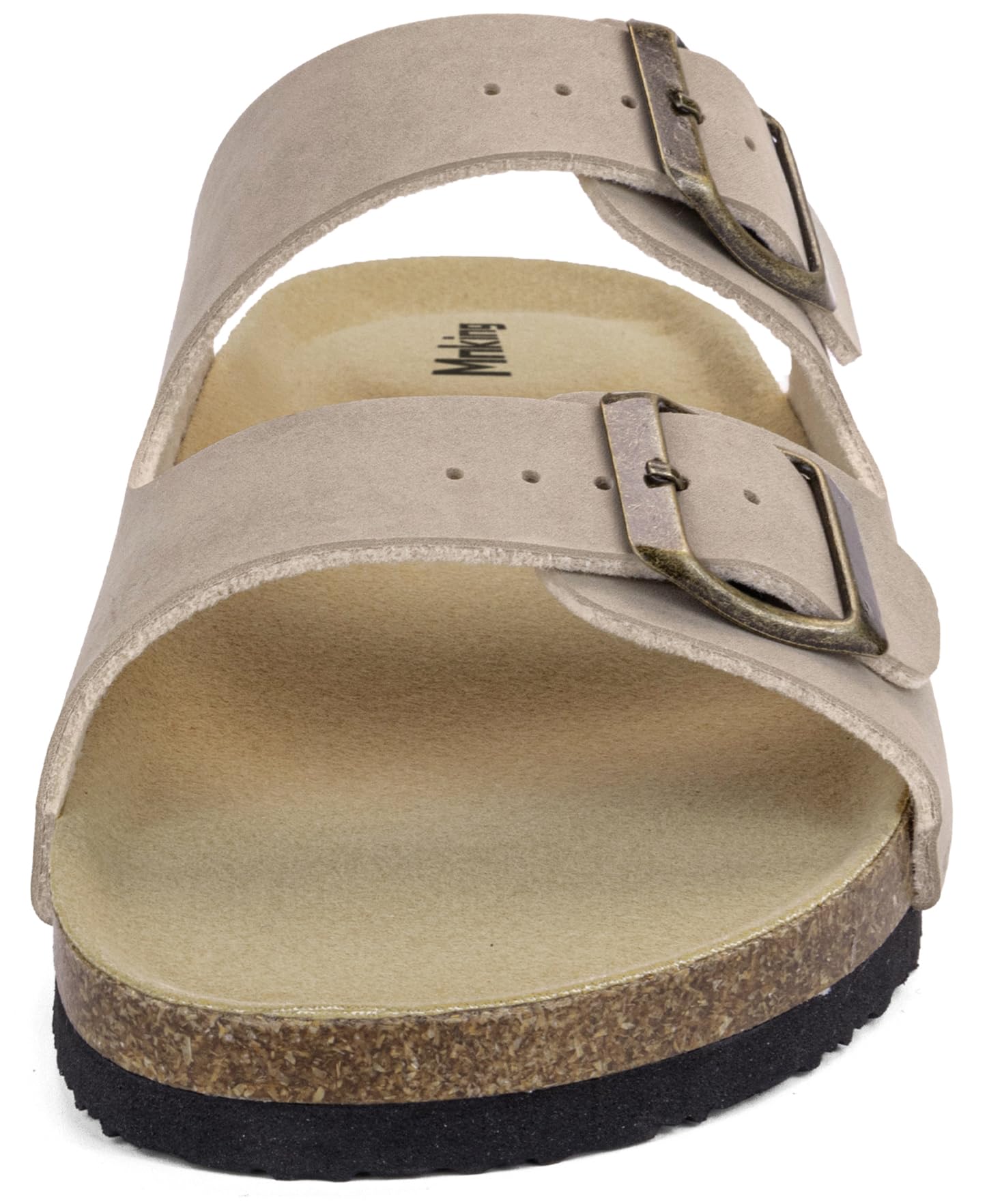 Mules Sandales Femme Homme Été Plates Boucle Bout Ouvert Rétro Nu-pieds Confortable Cuir Suédé Antidérapant Pantoufles en Liège
