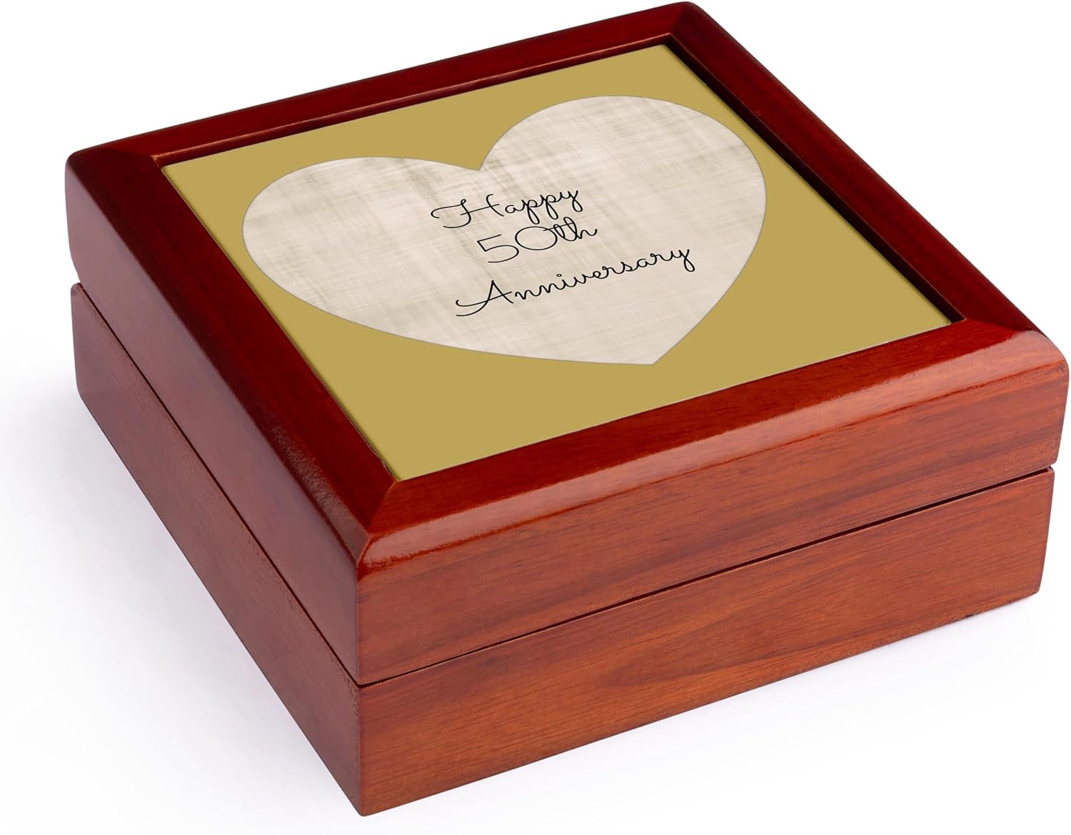 3dRose Happy 50th Anniversary with gold colored heart