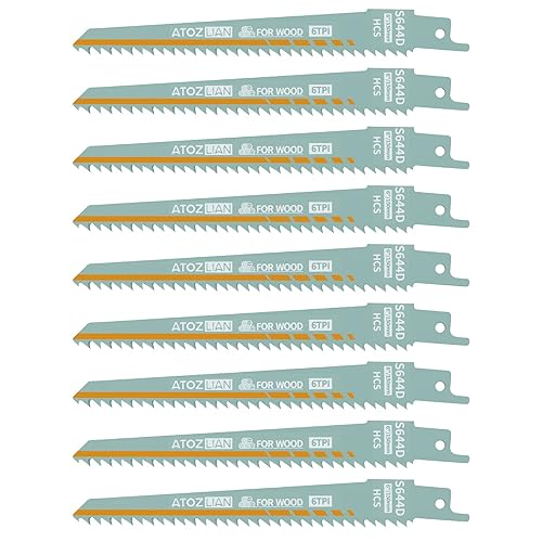 Hoja de sierra recíproca para podar madera 6TPI HCS de 6 pulgadas (paquete de 9)  Cuchillas de sierra recíproca de corte de madera ATOZLIAN  Sierras