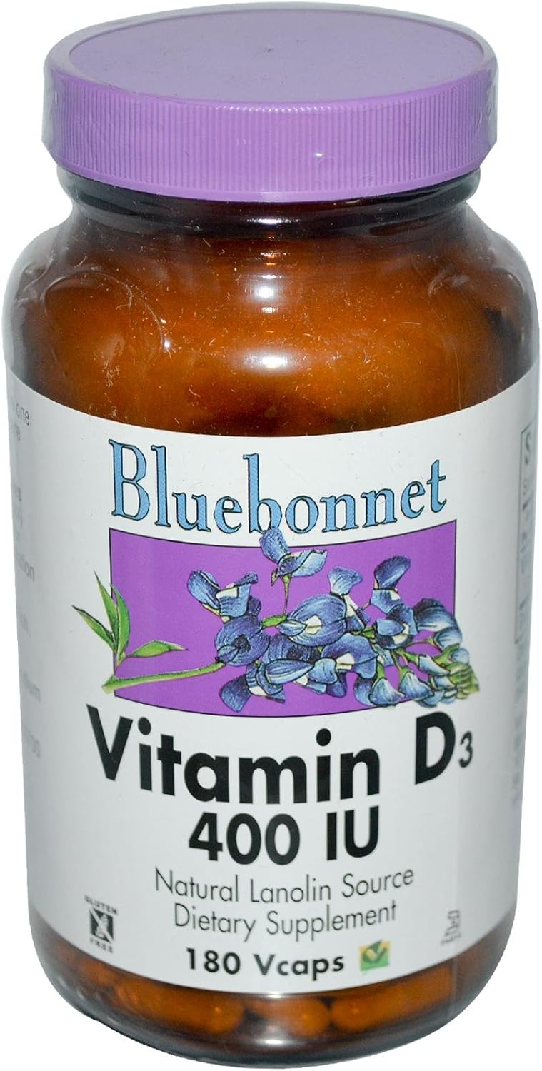 Bluebonnet Nutrition - Vitamin D3 400 IU - 180 Vegetarian Capsules