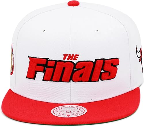 Mitchell & Ness Chicago Bulls NBA The Finals Gorra ajustable con diseño de Snapback - Parche lateral blancorojoNBA Finals 1998, Blanco, talla única