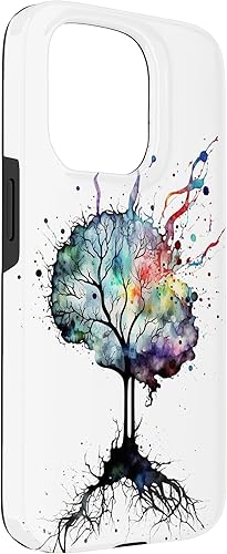 Vista 36 de iPhone 13 Pro Max Watercolor Brain Art, funda de neuronas