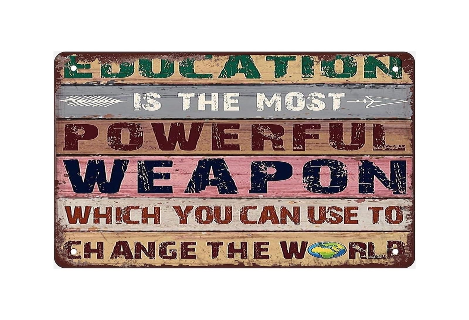 XHAJCSJWGD Inspirational Teacher Gift Metal Tin Sign with Education Quote Vintage Wall-Art for Classroom School Library Home Office Decor (8 X 12 inch)