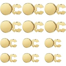 12 Pcs Round Cuff Button Cover 2 Sizes Gold Clip-On Botones Cufflinks Kit
