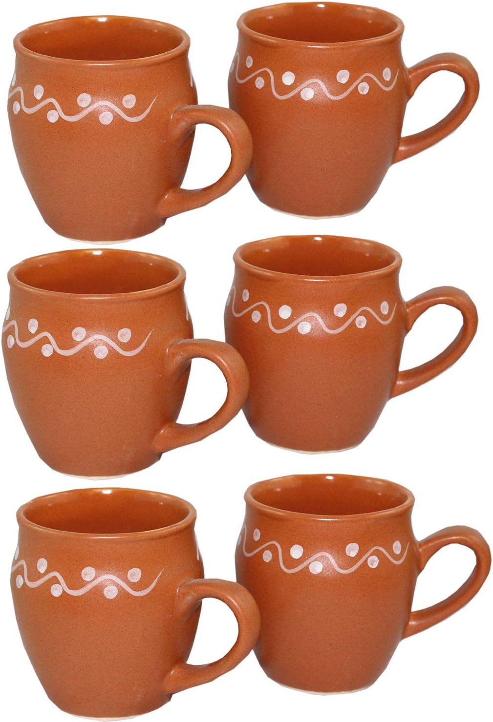 Creativegifts Ceramic Kulhar Cups Reusable Traditional Indian Chai Tea Cup (Set of 6. 100 ml each)