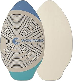 Skimboard with EVA Grip Pad and High Gloss Clear Coat, Wooden Skim Boards for Kids Young and Adults