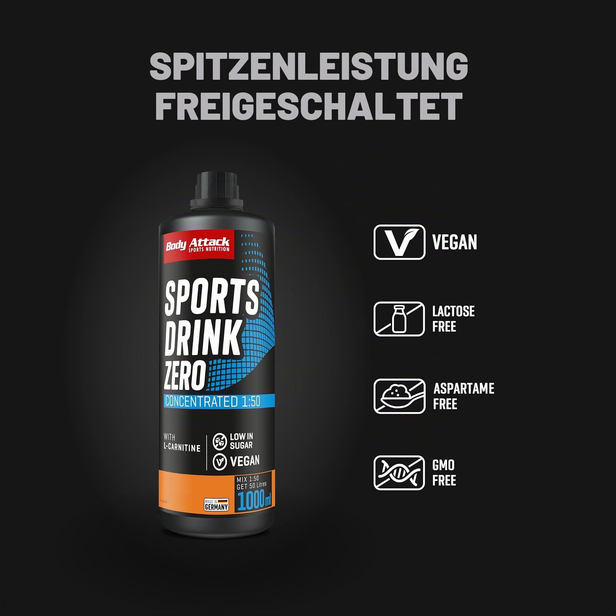 Body Attack Zero Sports Drink Sirup Cherry 1000 ml – Ansicht 4
