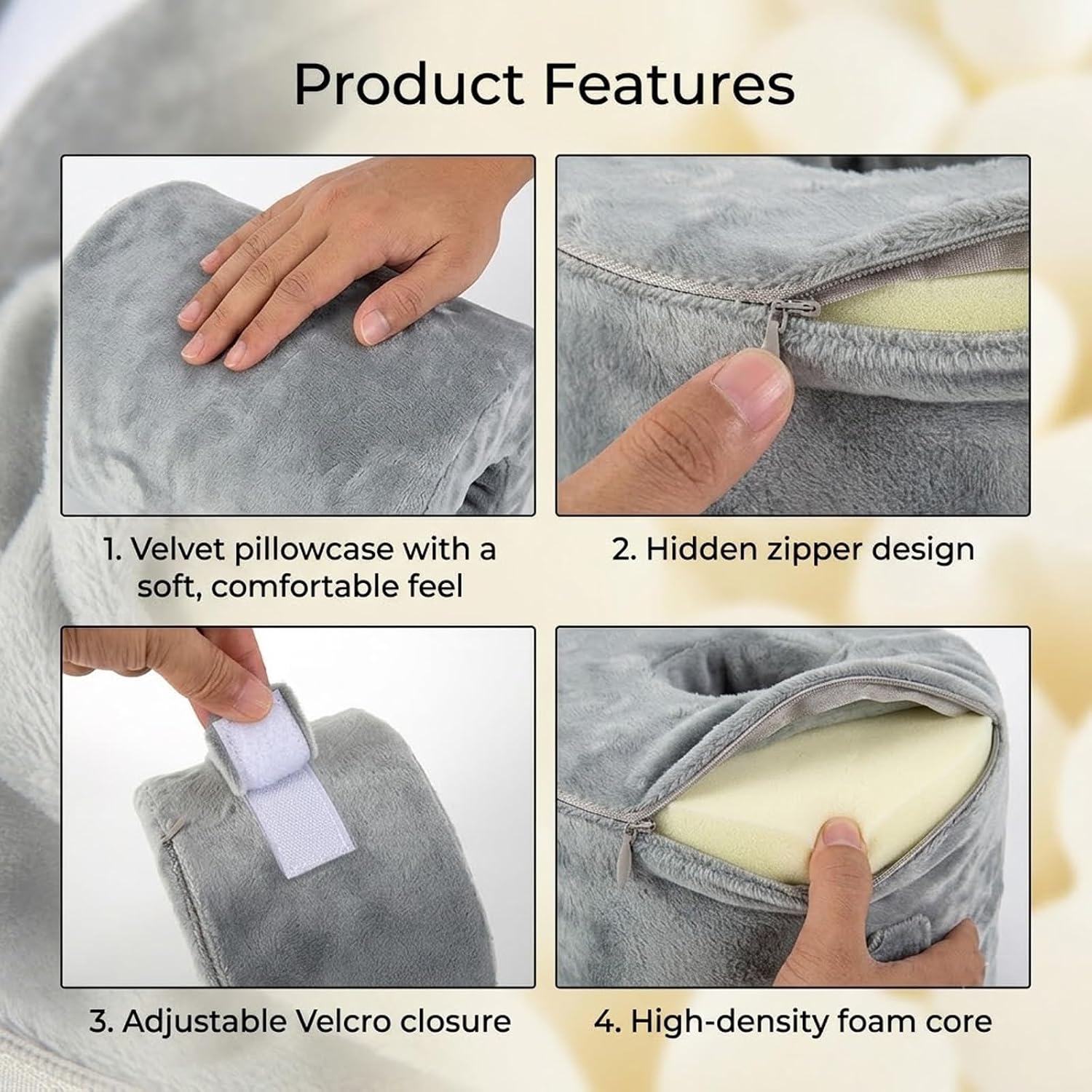 Foot Elevation Pillow Ankle Heel Protector for Bed Sores & Surgery Recovery, Support Pillow Cushion Sleeping Feet Leg Elevated Support for Elderly Care, Bedridden Patients & Post-Op Use, Washable, 1PC