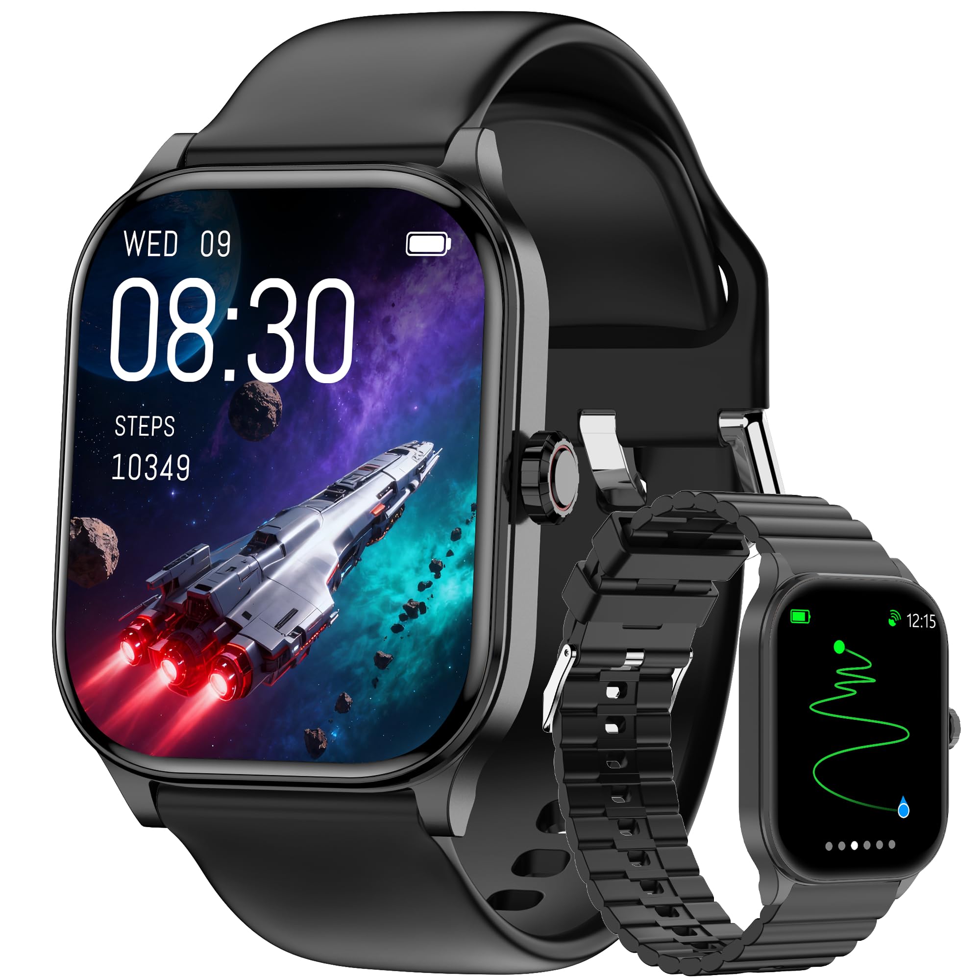 Smart Watch for Women Men with Text and Call, 2025 New AI Smartwatches with Heart Rate/SpO2/Sleep/Stress Monitor, 100+ Sports Modes, GPS Fitness Watches Compatible with iOS/Android (GPS, Black)