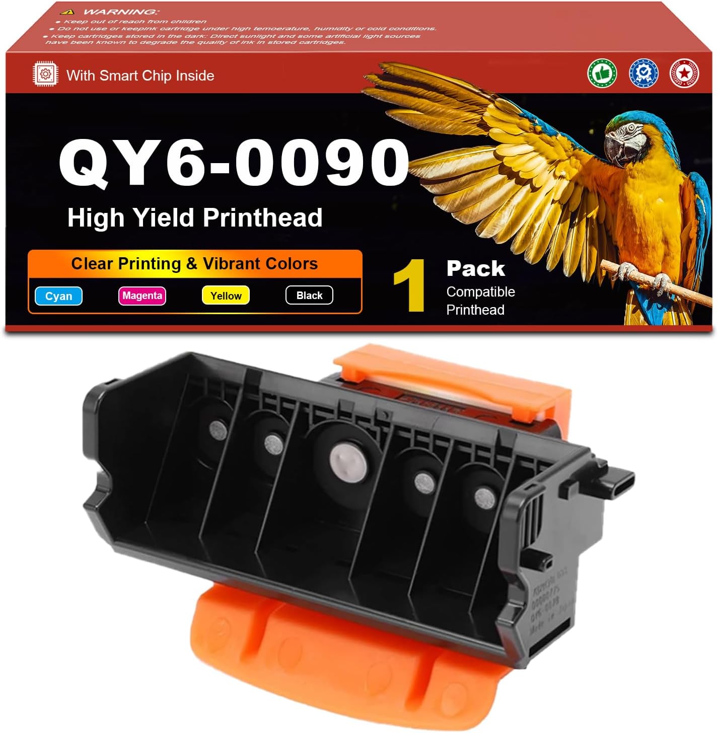 QY6-0090 QY6 0090 QY60090 Compatible Print Head, with Chip, Work for Canon TS8020 TS9020 TS8040 TS8050 TS8070 TS8080 TS9050 TS9080 Printer, Inkjet Printhead Replacement Kit 1-Pack