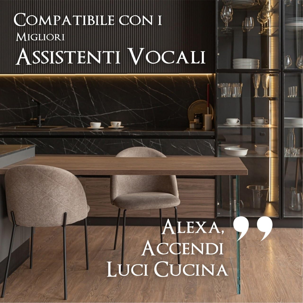 DE SANCTIS LIGHT DESIGN Barra Led Sottopensile No Touch Cucina Soggiorno Camera Profilo con adattatore di Alimentazione Lampada Striscia Luminosa Made In Italy