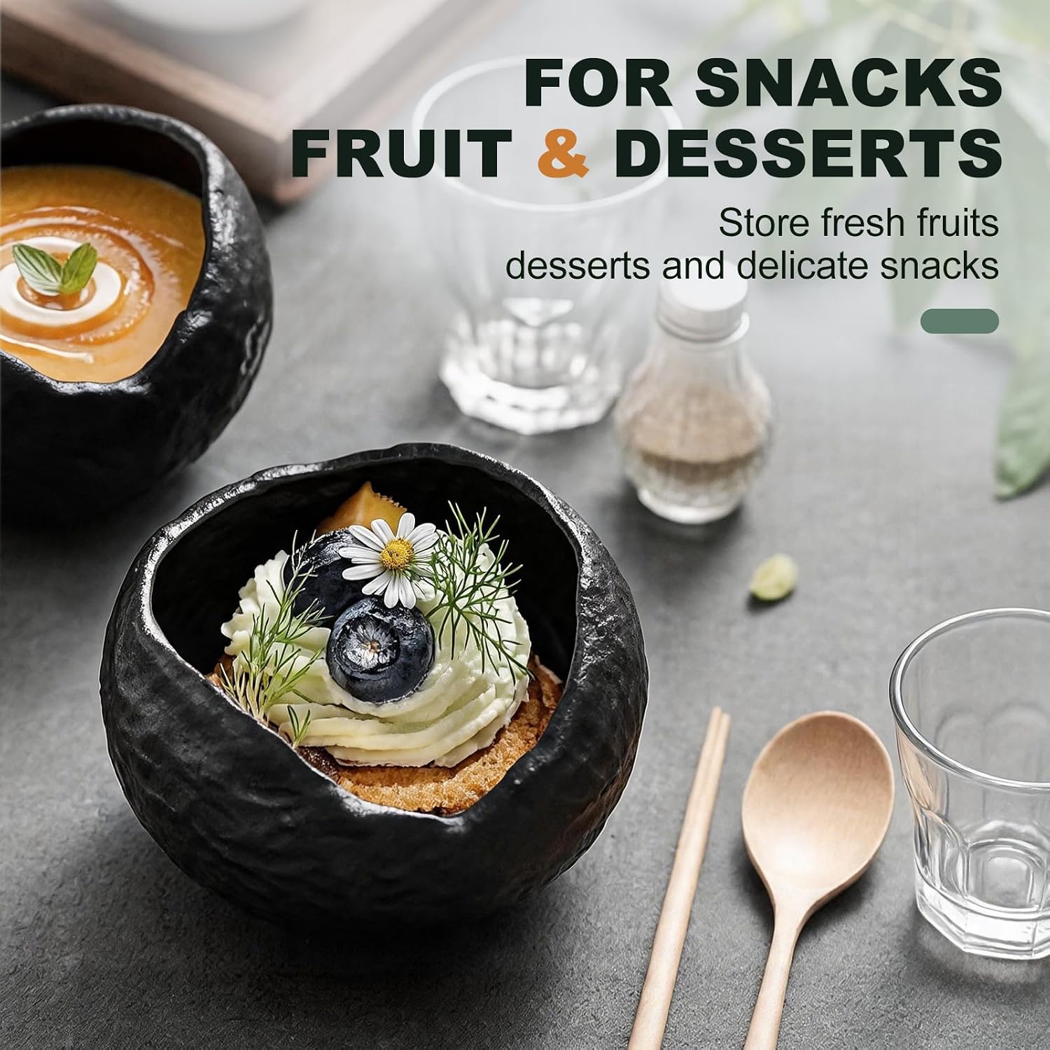 White Ceramic Decorative Bowl, Eggshell Shape, Textured Finish, Soup and Serving Bowl (black)