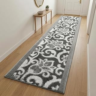 15 FT Grey Extra Long Hallway Runner Rug, Non Slip Washable Indoor Carpet 2'7" x 15' for Long Hallway, Office, or Large Area! Modern Floor Mat