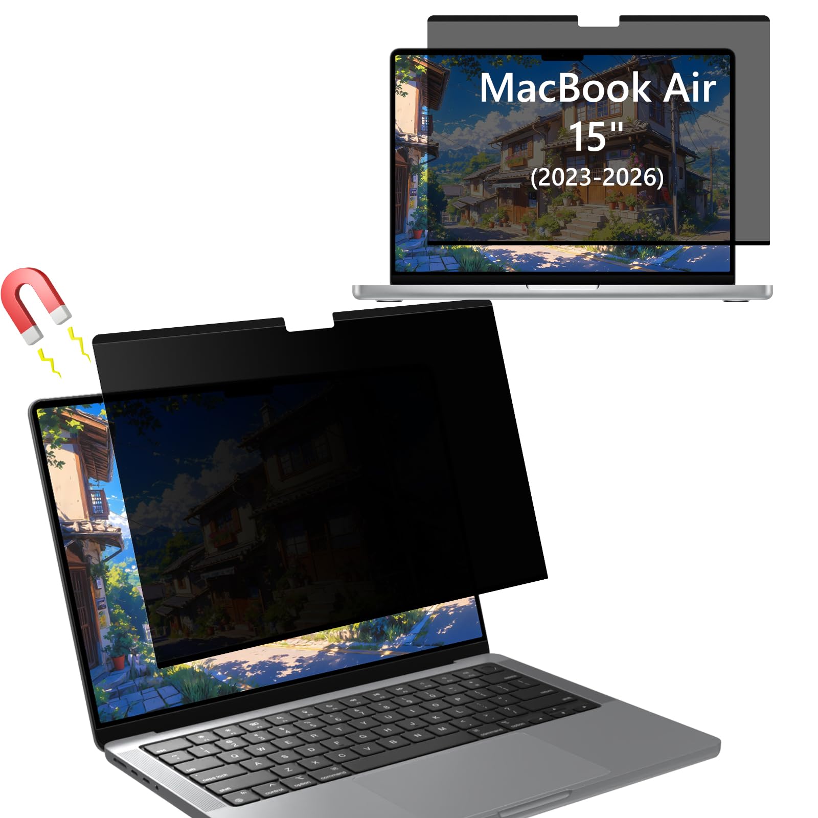 Filtro Privacy Magnético Rimovibile per MacBook Air 15 Pollici (2023-2026, M2/M3/M4/M5), Anti-Riflesso e Pellicola Privacy Luce Blu UV, Protezione Antispionaggio per MacBook Air 15"