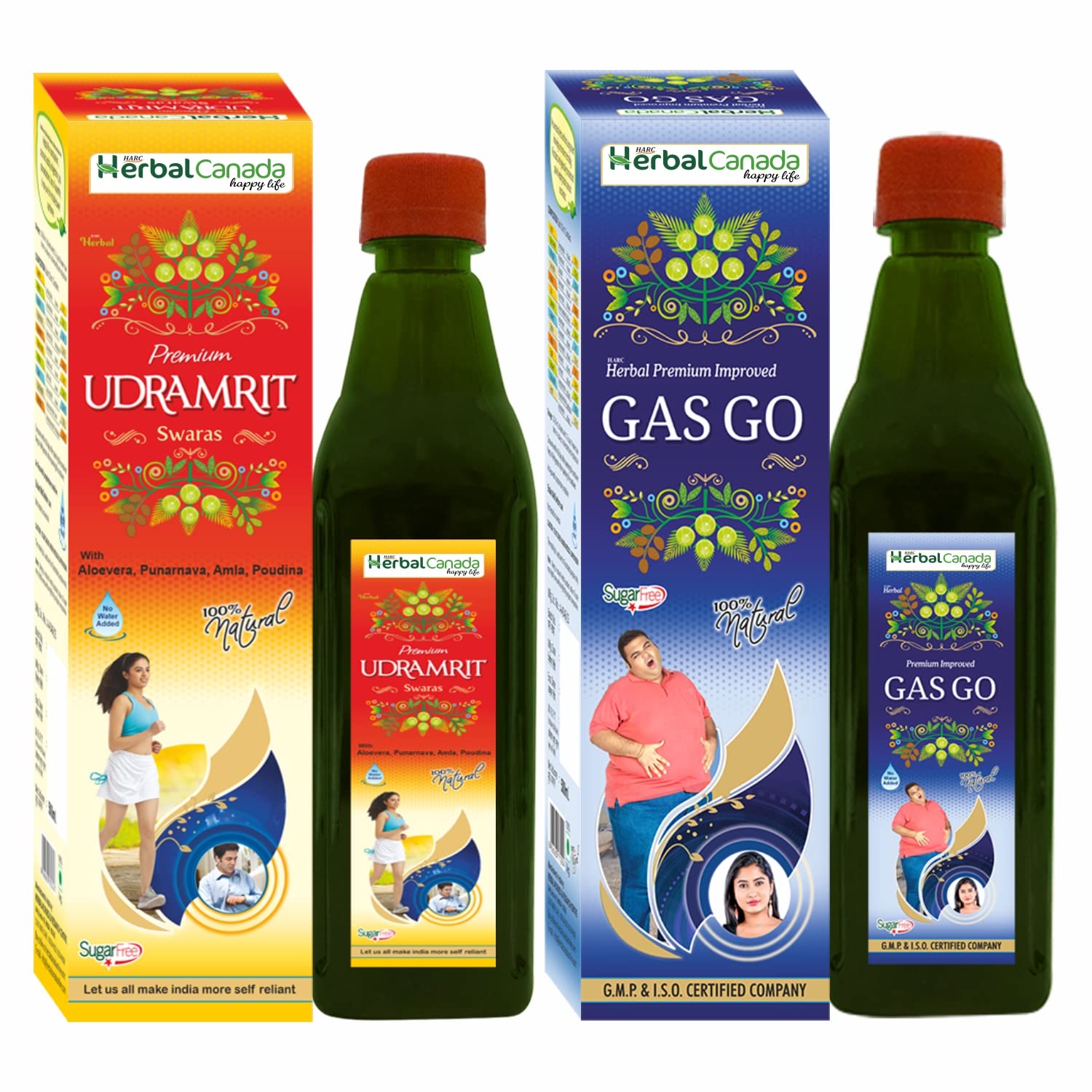 Herbal Canada Udaramrit Juice (500ml) + Gas Go Juice (500ml) || Helpful for Hyper Acidity, Gas, Constipation, Loss Of Appetite | 100% Natural (Pack of 2)-image-38